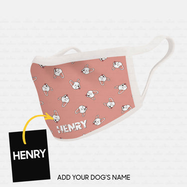 Personalized Dog Gift Idea - Bull With Tongue Out On Pink For Dog Lovers - Cloth Mask